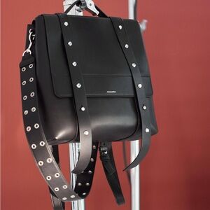 All Saints Women's Black Leather Sid Shoulder Bag/Convertible Backpack COMPLETE